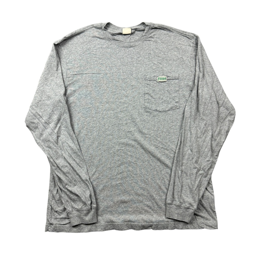 Filson Mens Large Long Sleeve Pocket T-Shirt Gray Cotton Minimalist Heritage